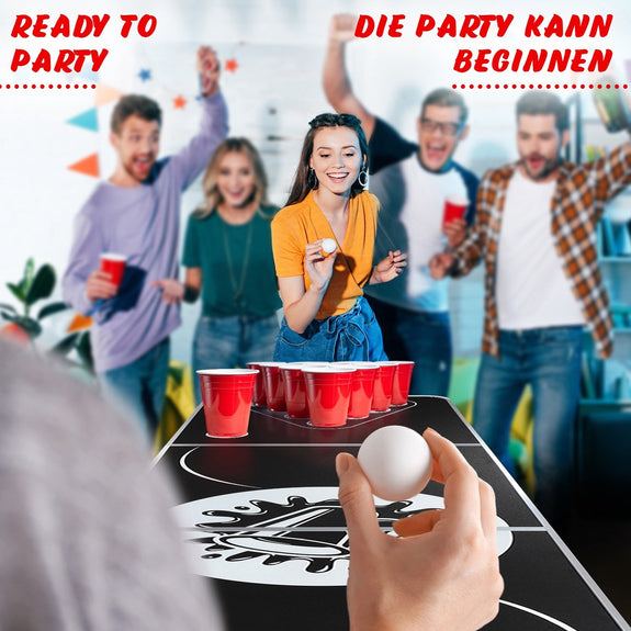 Bierpongtafelset voor volwassenen - Inclusief 6 ballen, 100 bekers en bekerhouder - Afbeelding 6