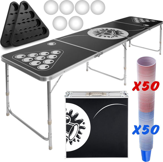 Bierpongtafelset voor volwassenen - Inclusief 6 ballen, 100 bekers en bekerhouder - Afbeelding 1