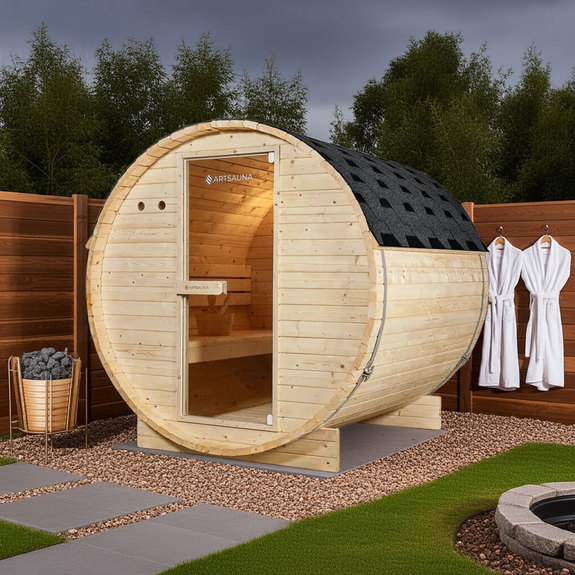 Barrelsauna Spitsbergen - Incl. saunakachel - Ø 190 cm - 3,6 - 8 kW - 2 tot 6 personen - 191x193x180 cm - Afbeelding 5