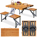 Opvouwbare campingtafel met 4 zitplaatsen - houtlook