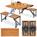 Opvouwbare campingtafel met 4 zitplaatsen - houtlook