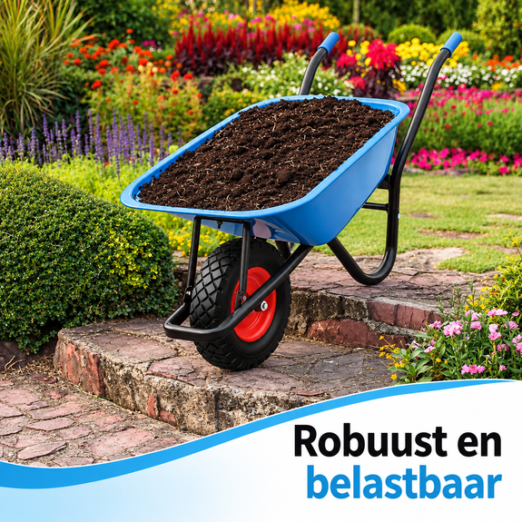 Kruiwagen 100 liter blauw – 250 kg met massief antilekwiel - Afbeelding 4