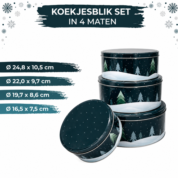 Koektrommelset 4-Delig – Grijs Kerstdesign - Afbeelding 2