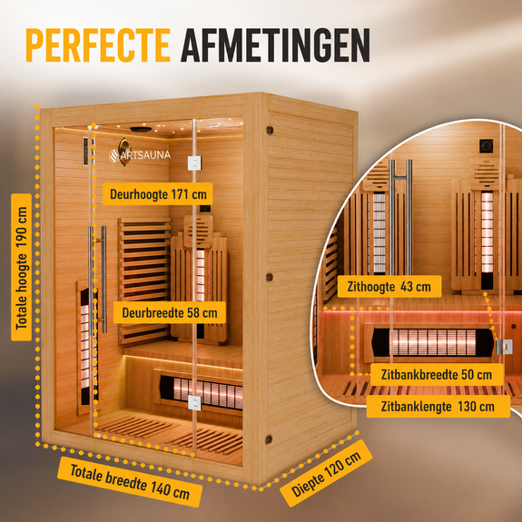 Infraroodcabine Aarhus 140 naturel - Afbeelding 7