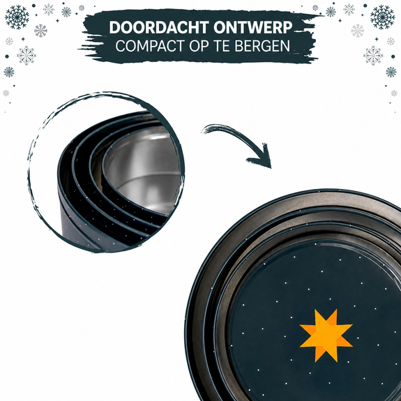 Koektrommelset 4-Delig – Grijs Kerstdesign - Afbeelding 4