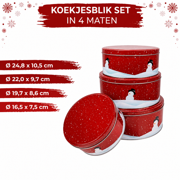 Koektrommelset 4-Delig – Rood Kerstdesign - Afbeelding 2