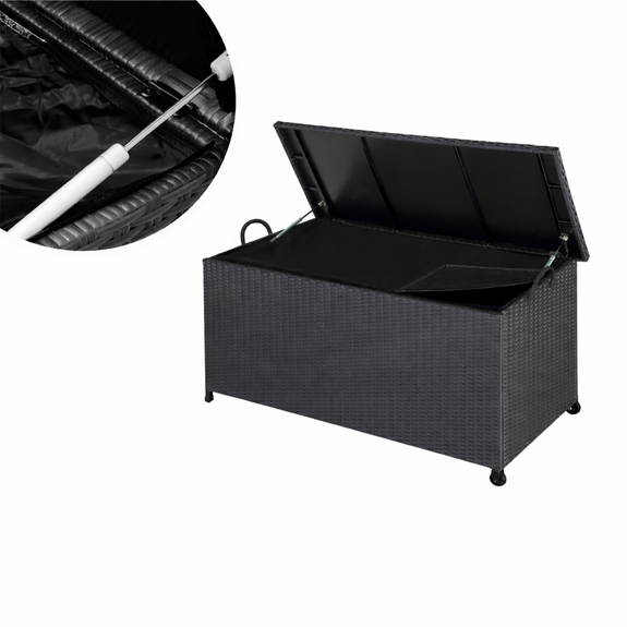 Kussenbox / Opbergbox - Polyrotan - 117x53x60cm - Incl. 2 Wielen - Afbeelding 4