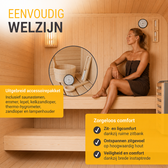 Cube buitensauna Fjora M voor 3 personen - 3,6 kW - Afbeelding 4