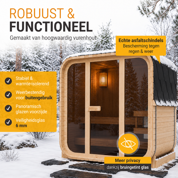 Cube buitensauna Fjora M voor 3 personen - 3,6 kW - Afbeelding 5