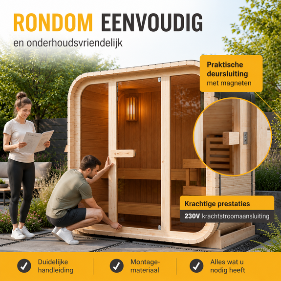 Cube buitensauna Fjora M voor 3 personen - 3,6 kW - Afbeelding 6