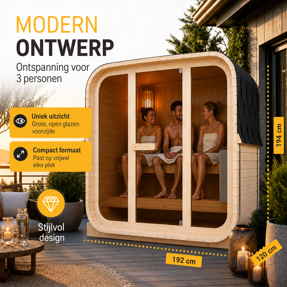 Cube buitensauna Fjora M voor 3 personen - 3,6 kW - Afbeelding 7