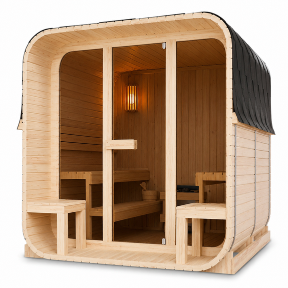 Cube buitensauna Fjora XL voor 6 personen - 9 kW - Afbeelding 1