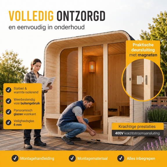 Cube buitensauna Fjora XL voor 6 personen - 9 kW - Afbeelding 6