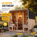 Cube buitensauna Fjora XL voor 6 personen - 9 kW