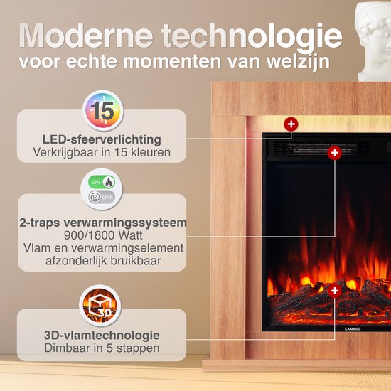 Matti Modern 32 Elektrische Haard – Eiken - Afbeelding 4