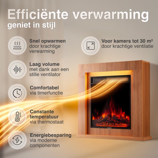 Matti Modern 32 Elektrische Haard – Eiken - Afbeelding 3