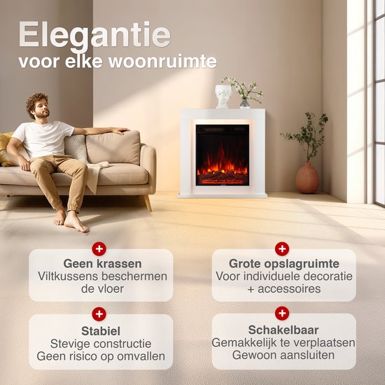 Matti Modern 32 Elektrische Haard – Wit - Afbeelding 2