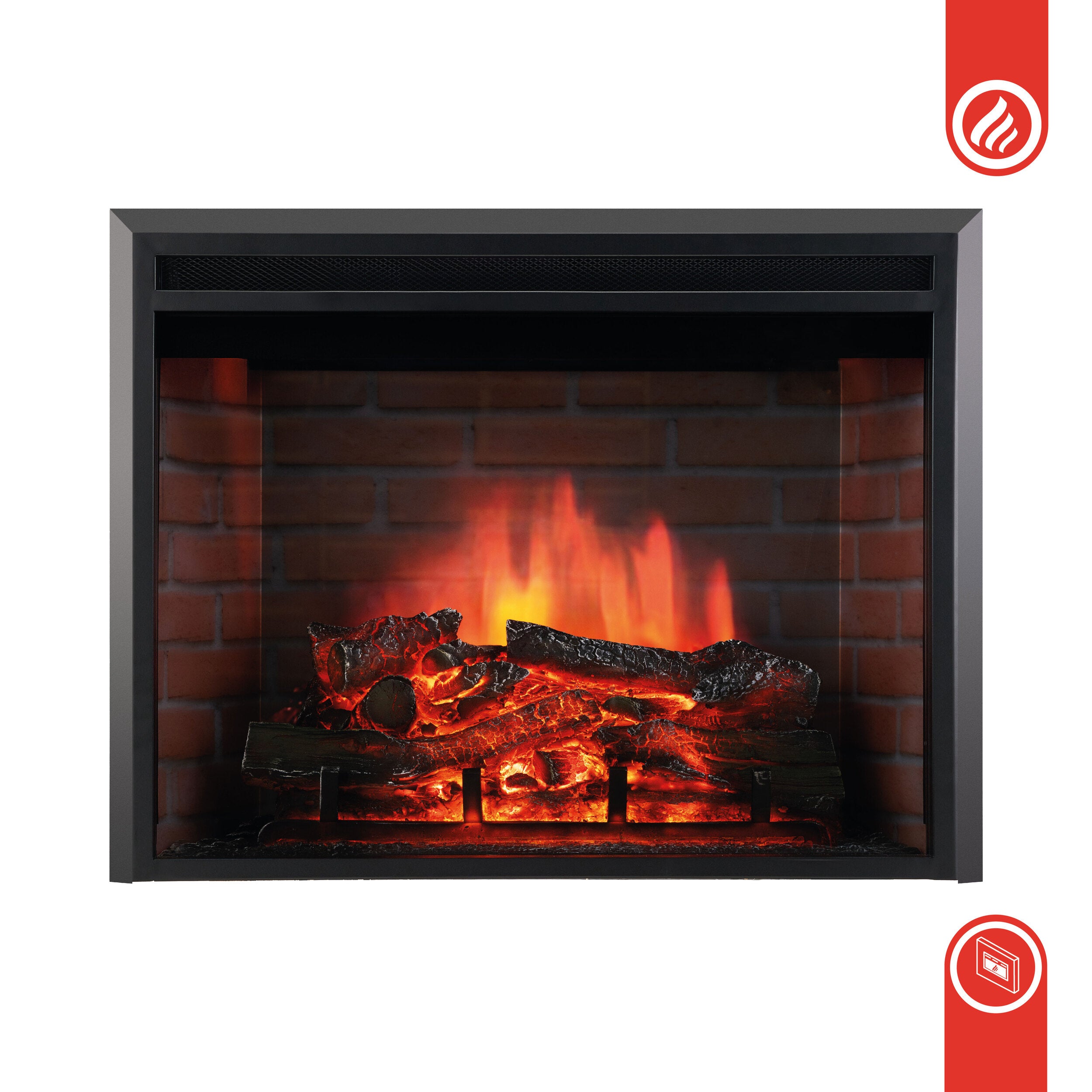 Elektrische haard LUCA - Elektrische inbouwhaard met verwarming, 3D-vlameffect, 12 vlamkleuren, afstandsbediening - 30 inch