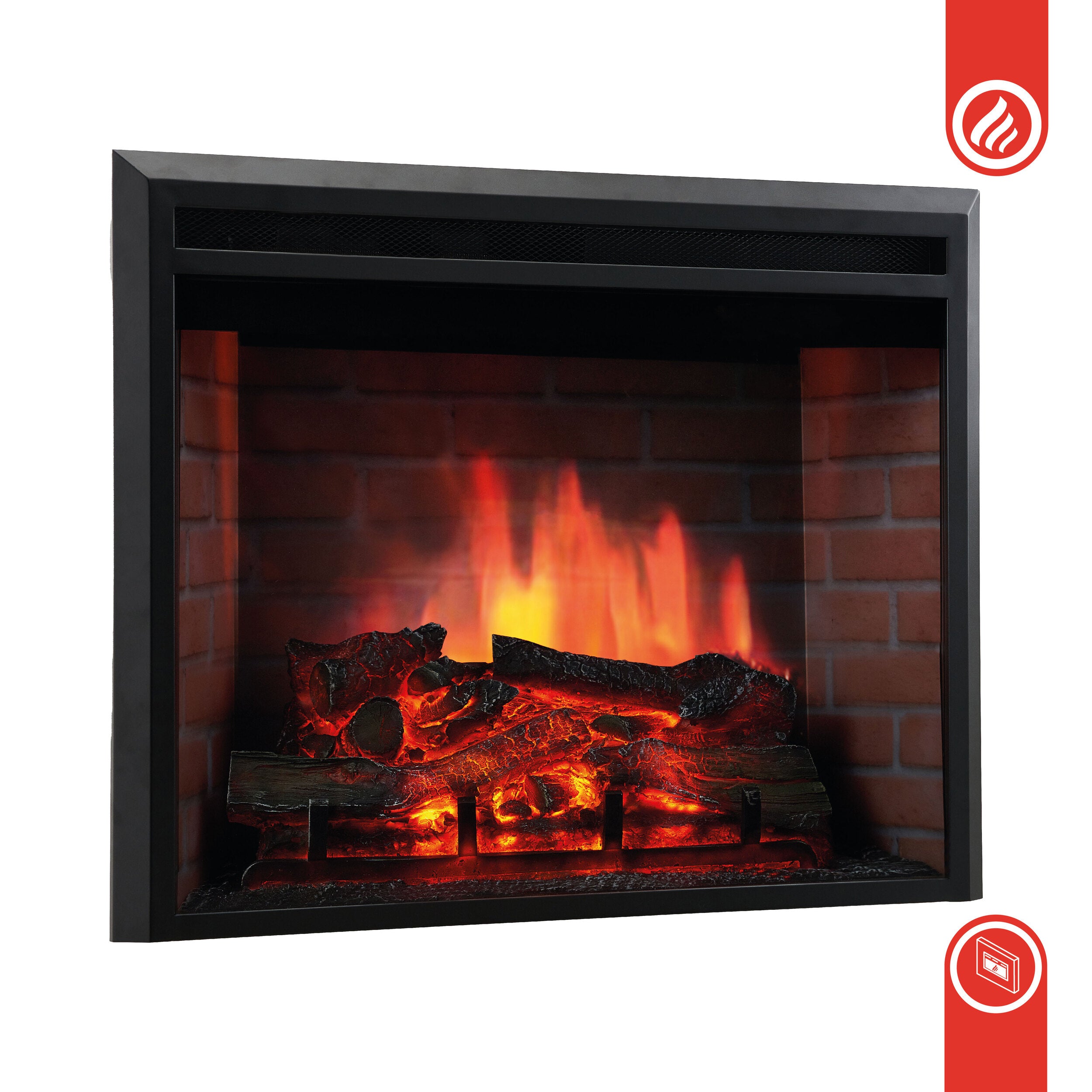 Elektrische haard LUCA - Elektrische inbouwhaard met verwarming, 3D-vlameffect, 12 vlamkleuren, afstandsbediening - 30 inch