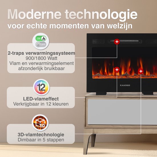Marlon Pro 24 Elektrische Haard Zwart – 1800W 3-in-1 - Afbeelding 5
