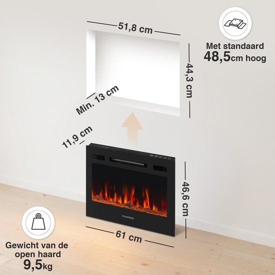 Marlon Pro 24 Elektrische Haard Zwart – 1800W 3-in-1 - Afbeelding 6