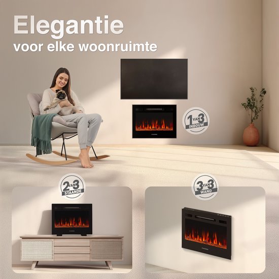 Marlon Pro 24 Elektrische Haard Zwart – 1800W 3-in-1 - Afbeelding 2