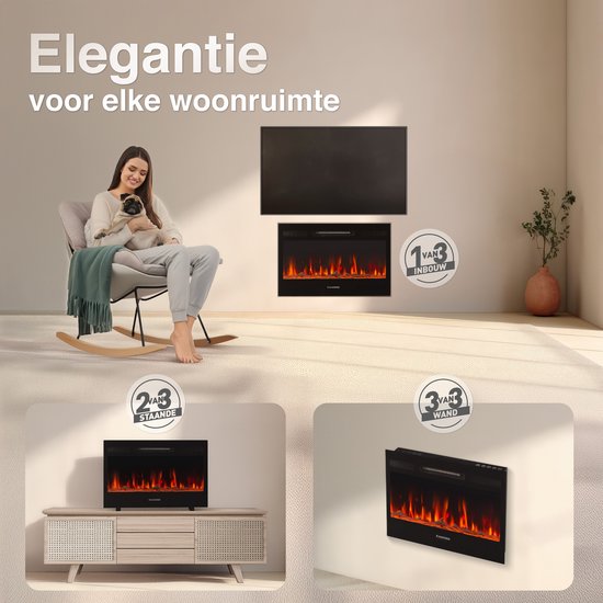 Marlon Pro 30 Elektrische Haard Zwart – 1800W 3-in-1 - Afbeelding 2