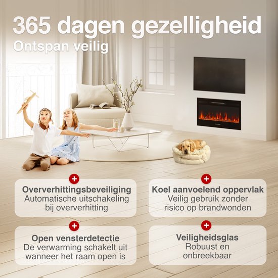 Marlon Pro 30 Elektrische Haard Zwart – 1800W 3-in-1 - Afbeelding 5