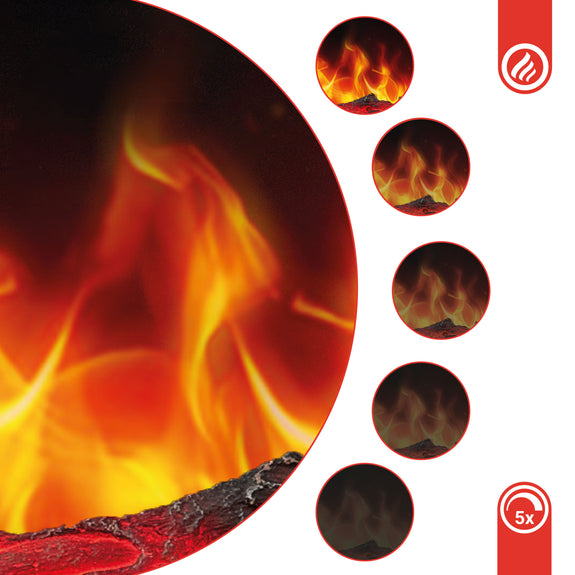 Elektrische haard HENRI - Elektrische houtkachel met verwarming, 3D-vlameffect, houtopslag, afstandsbediening- Zwart - Afbeelding 3