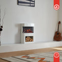 Elektrische haard HENRI - Elektrische houtkachel met verwarming, 3D-vlameffect, houtopslag, afstandsbediening - Wit