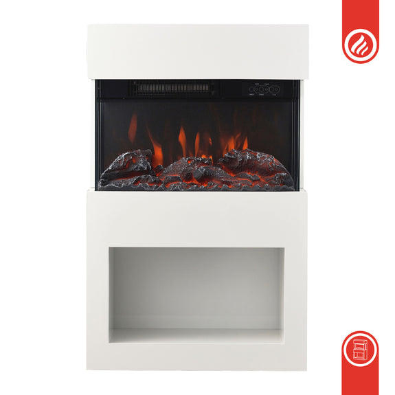 Elektrische haard HENRI - Elektrische houtkachel met verwarming, 3D-vlameffect, houtopslag, afstandsbediening - Wit - Afbeelding 8