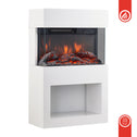 Elektrische haard HENRI - Elektrische houtkachel met verwarming, 3D-vlameffect, houtopslag, afstandsbediening - Wit