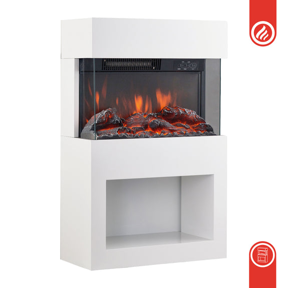 Elektrische haard HENRI - Elektrische houtkachel met verwarming, 3D-vlameffect, houtopslag, afstandsbediening - Wit - Afbeelding 9