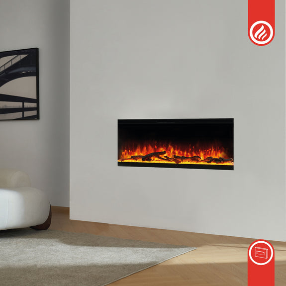KAMINIO Elektrische haard LEA - Elektrische 3-in-1 haard met panoramaweergave, verwarming, 3D-vlameffect, 12 vlamkleuren, afstandsbediening - 60 inch - Afbeelding 2