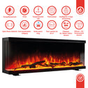 KAMINIO Elektrische haard LEA - Elektrische 3-in-1 haard met panoramaweergave, verwarming, 3D-vlameffect, 12 vlamkleuren, afstandsbediening - 60 inch