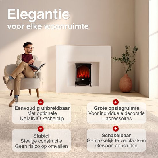 Leni Vrijstaande Elektrische Haard Zwart – 1800W - Afbeelding 2