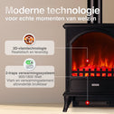 Leni Vrijstaande Elektrische Haard Zwart – 1800W met Sierpijp