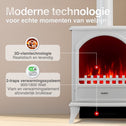 Leni Vrijstaande Elektrische Haard Wit – 1800W met Sierpijp