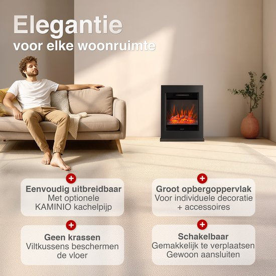Kalle Vrijstaande Elektrische Haard Zwart – 1800W - Afbeelding 2
