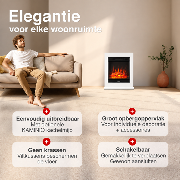 Kalle Vrijstaande Elektrische Haard Wit – 1800W - Afbeelding 2
