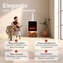 Hugo Vrijstaande Elektrische Haard Wit – 1800W met Sierpijp & Houtopslag