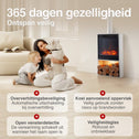 Hugo Vrijstaande Elektrische Haard Wit – 1800W met Sierpijp & Houtopslag
