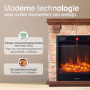 Juan Vrijstaande Elektrische Haard Beige – Steenlook 1800W