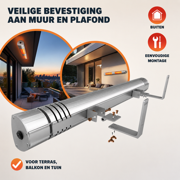 Elektrische terrasverwarmer MZH3000 - 3000 W - zilver - Afbeelding 4