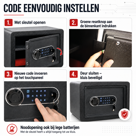 Elektronische kluis 25 liter donkergrijs – met 2 sleutels - Afbeelding 4