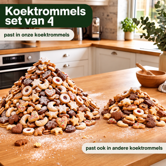 Koektrommelset 4-Delig met dennenbos kerstmotief - Afbeelding 5