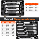 Flexibele ratelringsleutelset 13-delig – 8 tot 32 mm
