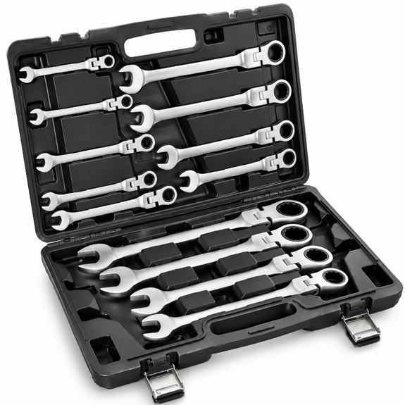 Flexibele ratelringsleutelset 13-delig – 8 tot 32 mm - Afbeelding 1