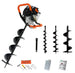 Grondboor - Benzine - 52cc - 3 boren 100/150/200 mm - verlengstuk 30cm