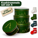 Koektrommelset 4-Delig met dennenbos kerstmotief